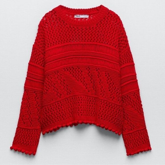 Zara red knit sweater - Picture 1 of 5